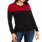 Suéter feminino Charter Club com acabamento em botões e blocos de cores, vermelho, tamanho pequeno GG