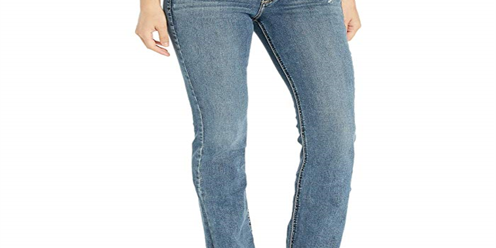 Calça jeans feminina Suki de cintura média, ajuste curvilíneo, slim bootcut, azul, tamanho 24x33, da Silver Jeans Co.