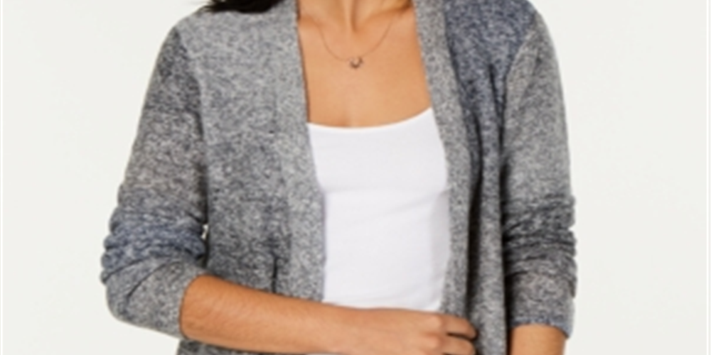 Cardigan feminino estilo &amp; co com decote em V aberto e manga comprida, preto, tamanho G