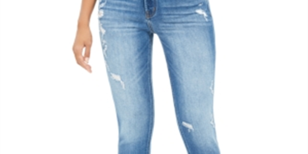Calça jeans skinny feminina Flying Monkey, azul, tamanho 31, cropped e desgastada