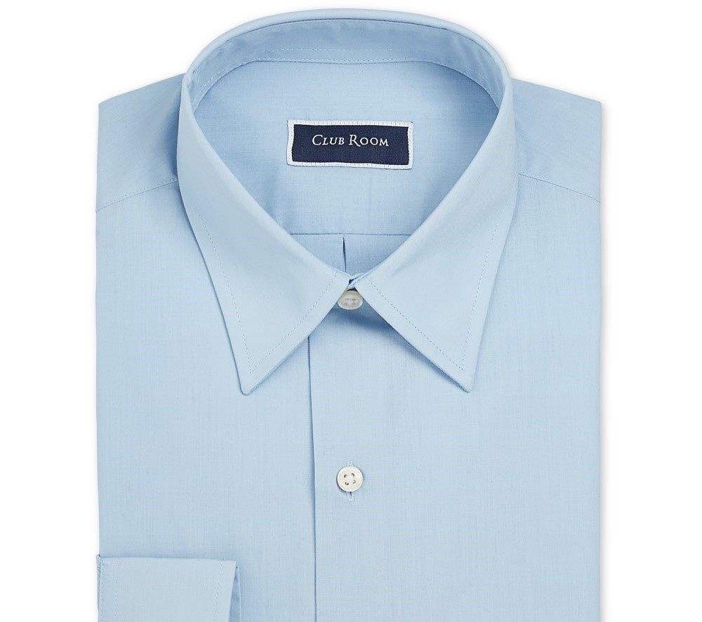 Camisa social masculina Club Room Regular Fit Solid Azul Marinho Tamanho 32-33