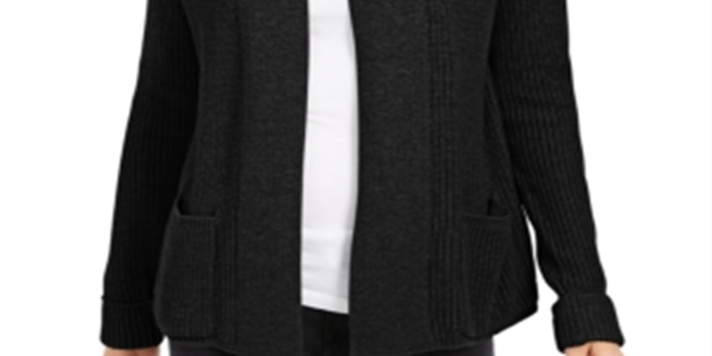 Cardigan curto de algodão feminino Charter Club, preto, tamanho pequeno GG