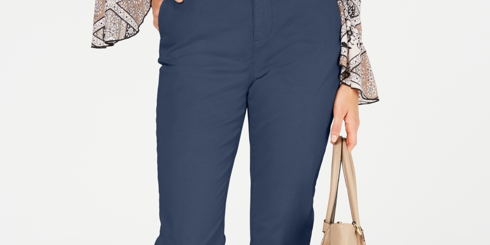 Calça Chino Feminina Style &amp; Co Azul Tamanho 2