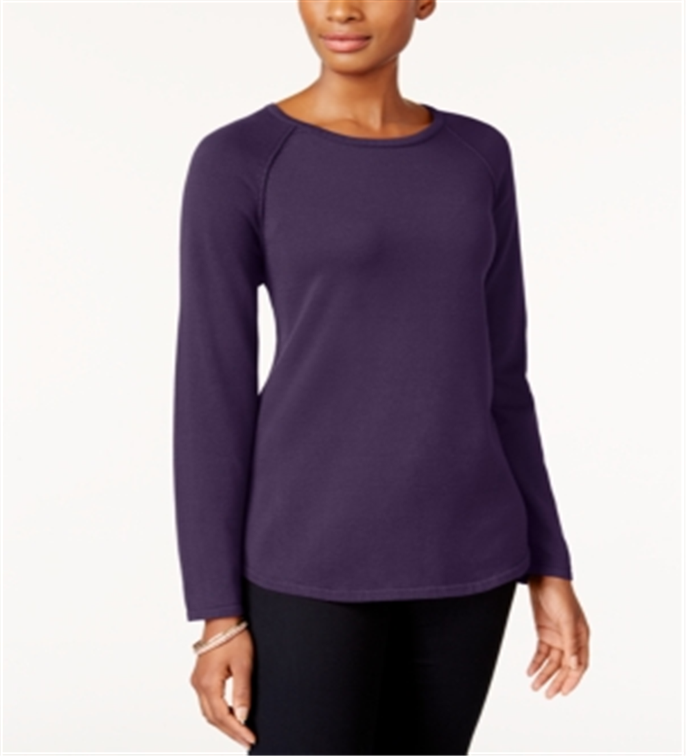 Suéter feminino Karen Scott de algodão roxo tamanho pequeno XL