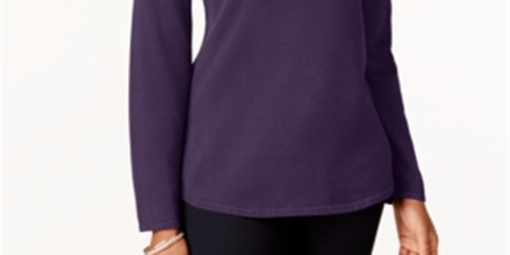 Suéter feminino Karen Scott de algodão roxo tamanho pequeno XL