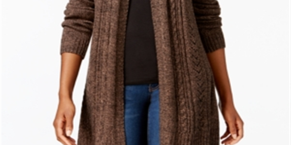 Karen Scott Cardigan Duster Feminino Marrom Tamanho Pequeno P/M