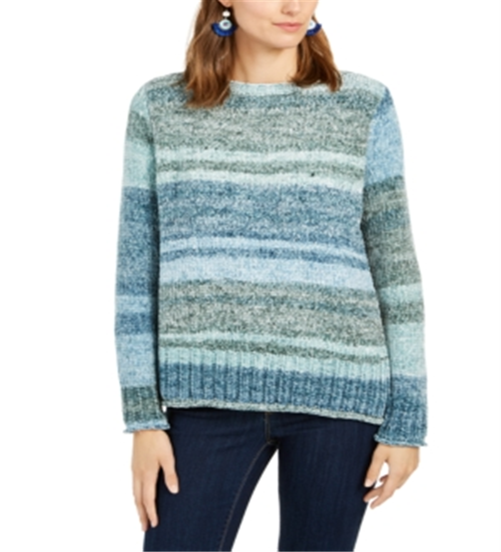 Suéter feminino de chenille com gola redonda estilo &amp; co, verde, tamanho pequeno GG