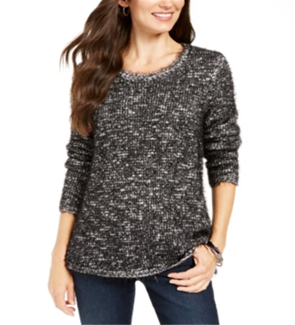 Suéter feminino com cílios mesclados Style &amp; Co, preto, tamanho pequeno