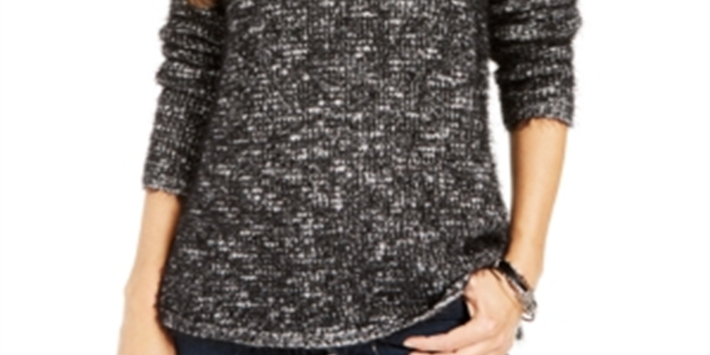 Suéter feminino com cílios mesclados Style &amp; Co, preto, tamanho pequeno