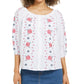 Blusa feminina Charter Club de linho com frente bordada, branca, tamanho XX-G
