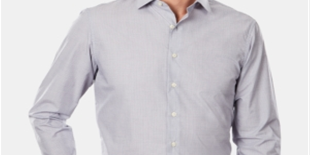 Camisa social listrada masculina Kenneth Cole Regular Fit, cinza, tamanho 27