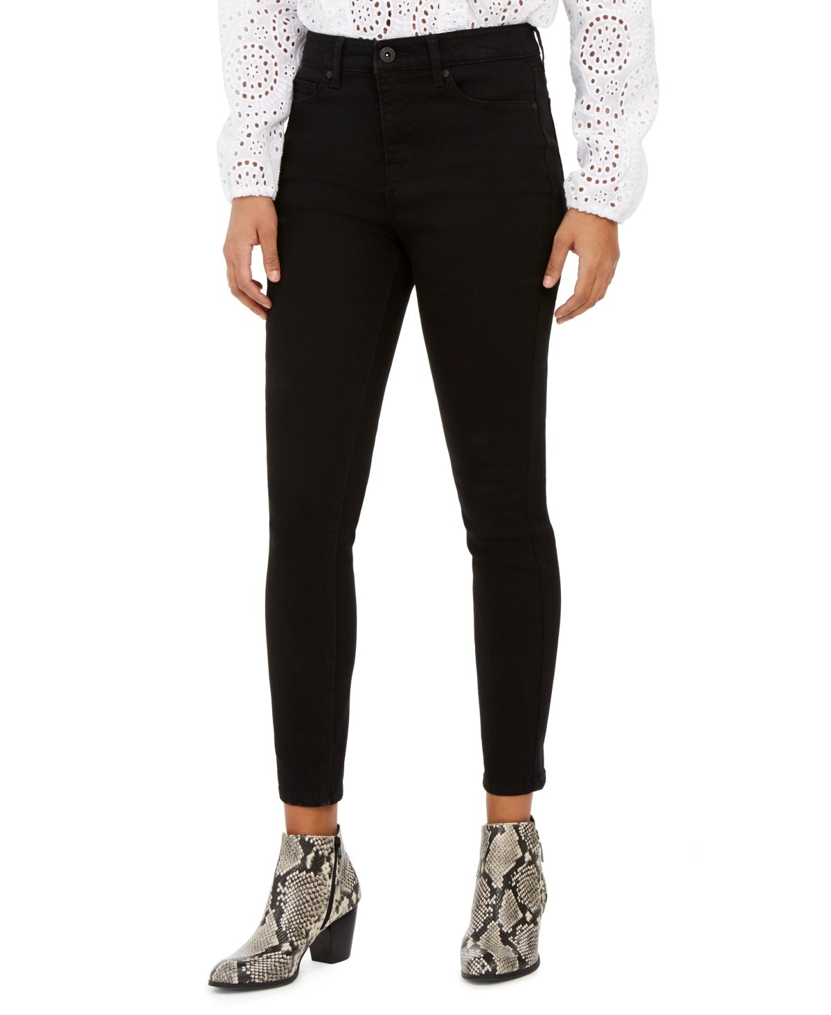 Calça jeans skinny feminina Style &amp; Co, cintura alta, preta, tamanho 14