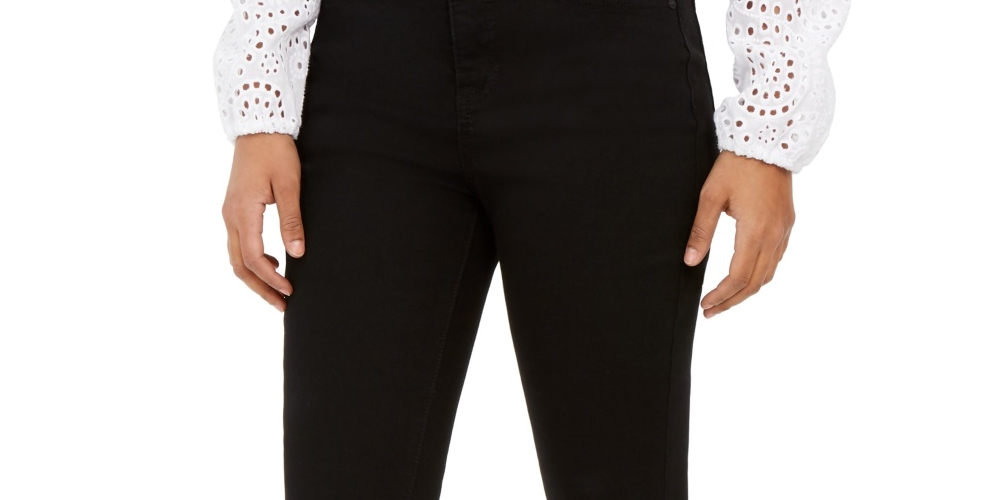 Calça jeans skinny feminina Style &amp; Co, cintura alta, preta, tamanho 14
