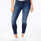 Calça jeans skinny feminina Emma de cintura média e bainha desfiada, tamanho 27, azul, STS Blue