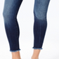 Calça jeans skinny feminina Emma de cintura média e bainha desfiada, tamanho 27, azul, STS Blue