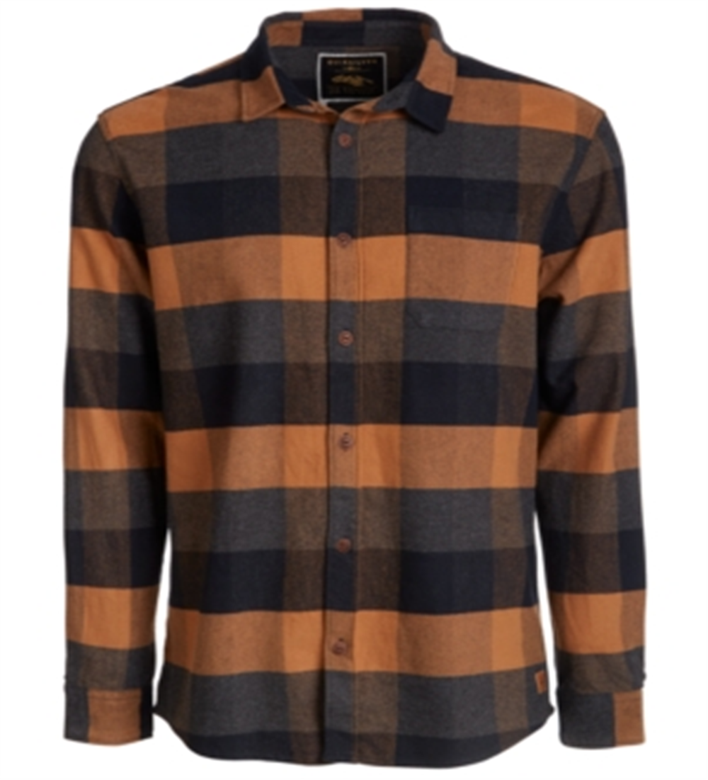 Camisa de flanela elástica masculina Quiksilver marrom tamanho grande