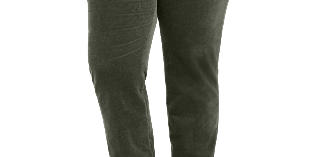 Calça jeans feminina plus size Lexington Tummy Control de veludo cotelê verde tamanho SP da Charter Club