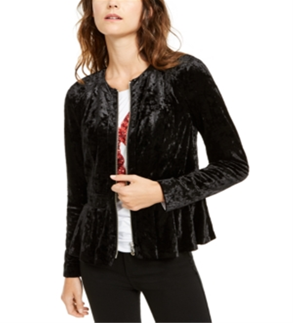 INC International Concepts Feminino Veludo Amassado Peplum Preto Tamanho Pequeno Pequeno