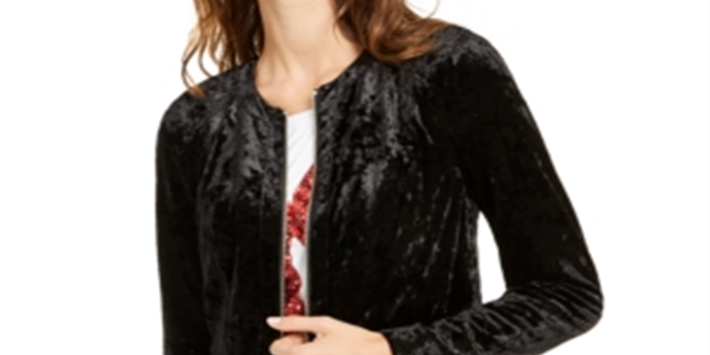 INC International Concepts Feminino Veludo Amassado Peplum Preto Tamanho Pequeno Pequeno