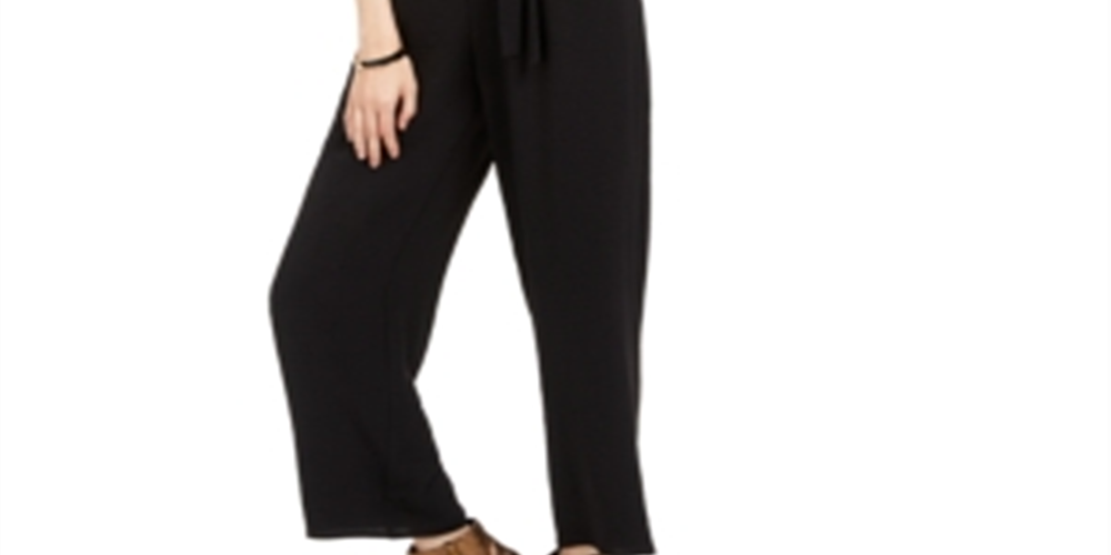 Macacão feminino Monteau com babados, preto, tamanho pequeno M