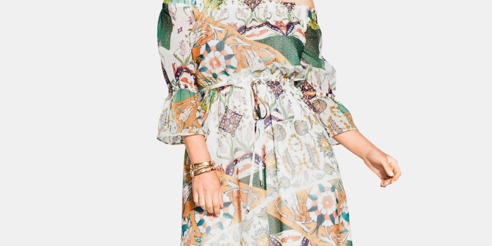 Vestido feminino City Chic Plus Size Bilbao ombro a ombro, tamanho SP, branco