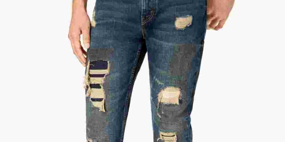 Calça jeans Levi's 511 Slim Fit Rip and Repair Masculina Azul Tamanho 29X32