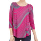 Camiseta feminina com estampa de redemoinho e manga 3/4 da coleção JM, rosa, tamanho XX-G