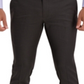 Calça social masculina Reaction Kenneth Cole, micro stretch, pied-de-poule, skinny fit, cós flexível, frente lisa, marrom, tamanho 29x30