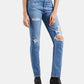 Calça jeans skinny desfiada Levi's feminina, azul, tamanho 29x28