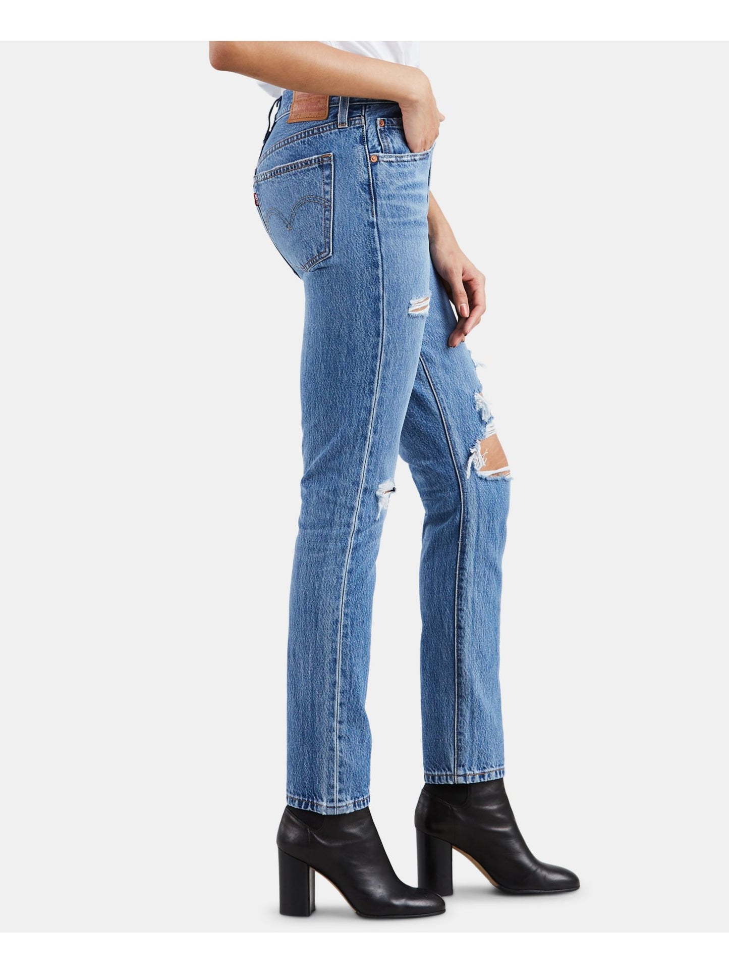 Calça jeans skinny desfiada Levi's feminina, azul, tamanho 29x28