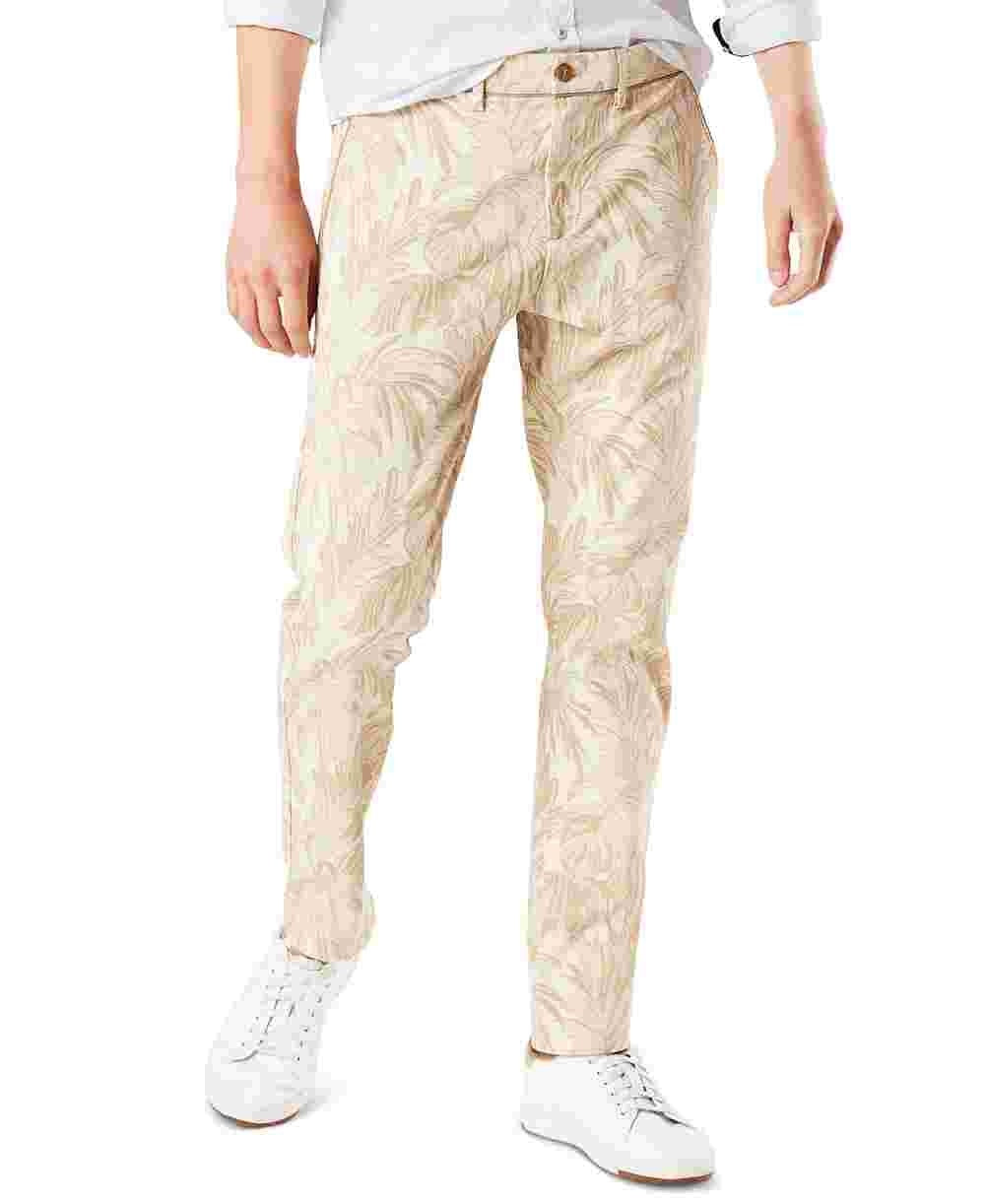 Calça Chino Dockers Masculina Slim Fit Smart 360 Flex Stretch Cropped com Estampa de Folhas Brancas Tamanho 32X30