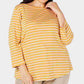 Charter Club Top feminino listrado plus size com decote canoa, amarelo, tamanho 2X