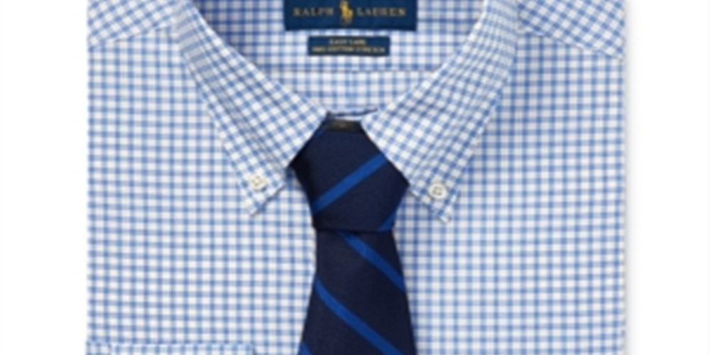 Camisa social masculina Ralph Lauren xadrez de algodão azul tamanho 14,5 x 32-33