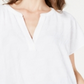 Blusa texturizada com decote em V feminina Alfani, branca, tamanho pequeno médio