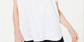 Blusa texturizada com decote em V feminina Alfani, branca, tamanho pequeno médio