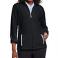 Jaqueta feminina Karen Scott Sport French Terry com acabamento em fita, preta, tamanho X-S