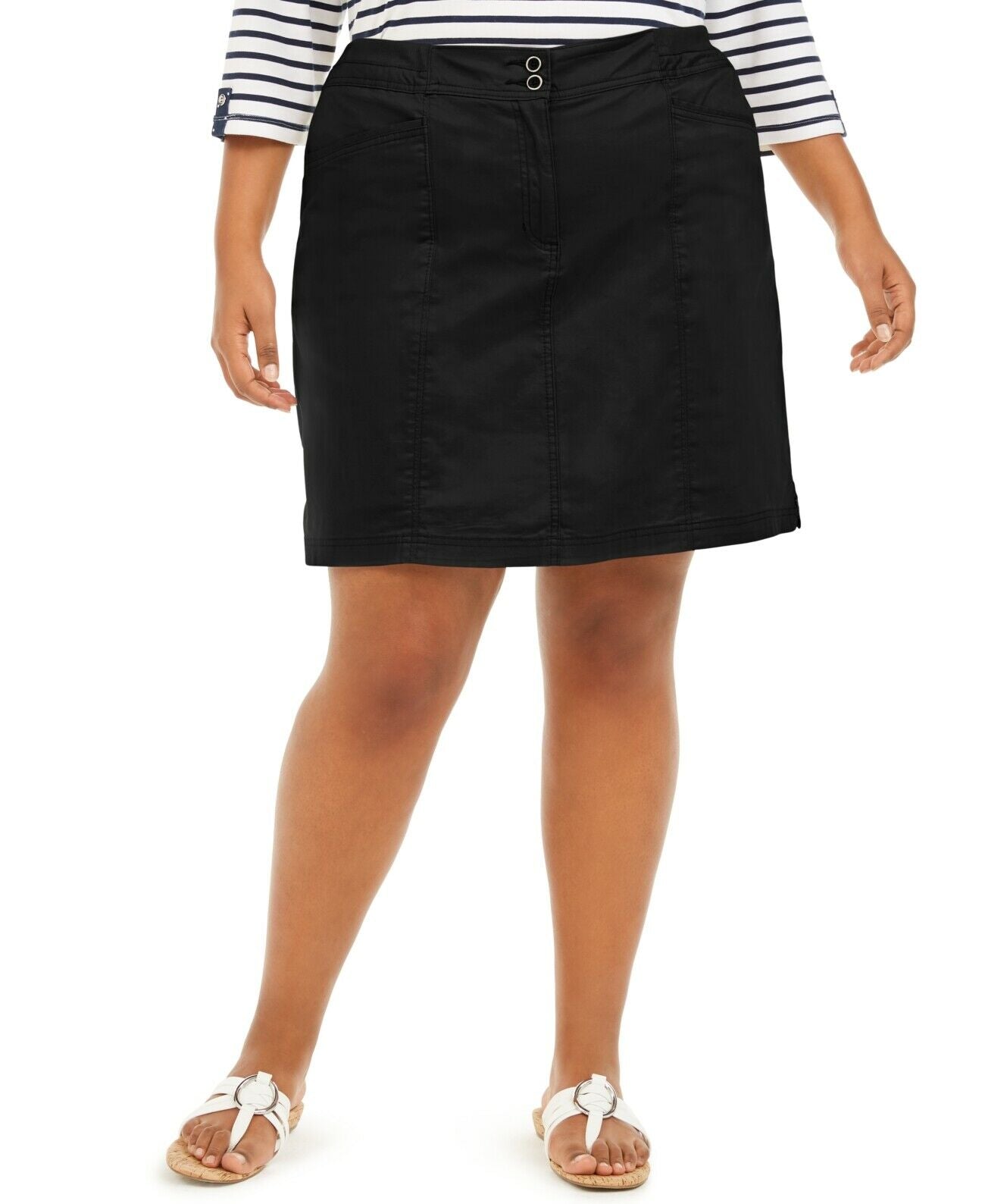Saia-calça feminina Karen Scott Plus Knit com cós alto, preta, tamanho 22W
