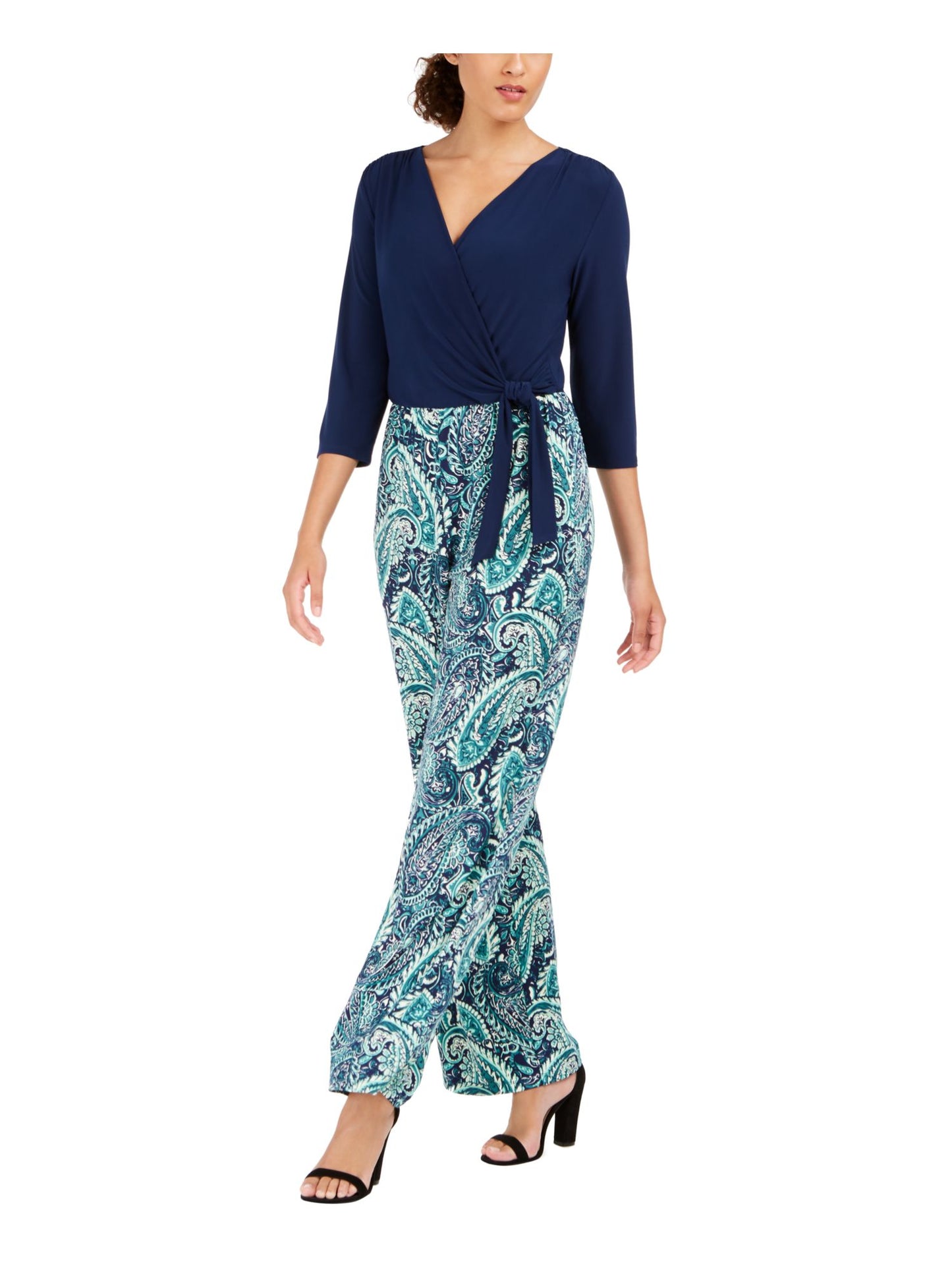 Terno feminino estampado NY Collection SurPetite Lice JumPetite tamanho azul marinho Petite XL