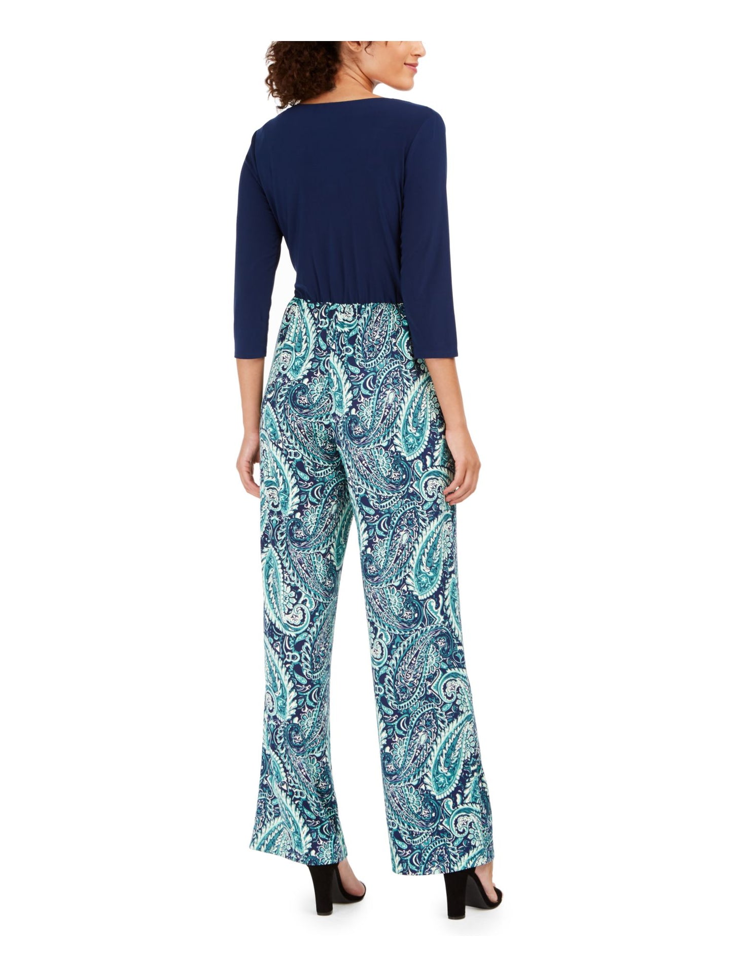 Terno feminino estampado NY Collection SurPetite Lice JumPetite tamanho azul marinho Petite XL