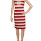 Vestido feminino listrado com decote em V e mangas curtas, tamanho médio, vermelho, Charter Club