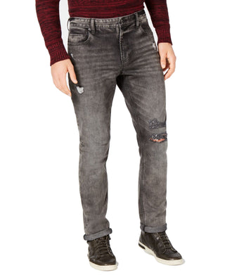 Calça jeans masculina American Rag Slim Fit Stretch rasgada, cinza, tamanho 32x32