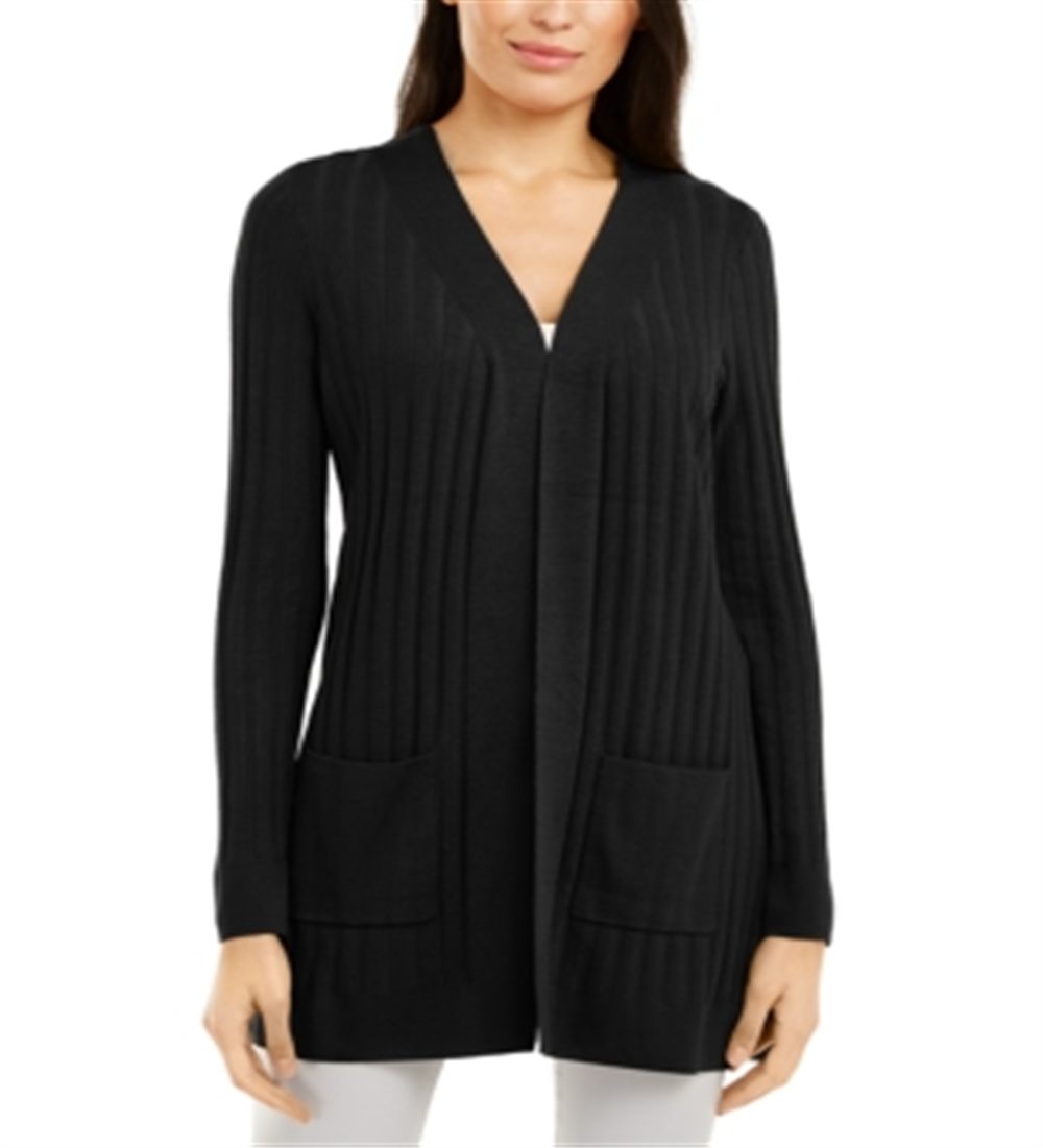 Cardigan canelado feminino Alfani, preto, tamanho pequeno G