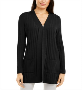 Cardigan canelado feminino Alfani, preto, tamanho pequeno G