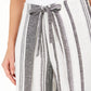 Calça feminina listrada com cintura elástica e perna larga, estilo &amp; co, preta, tamanho médio