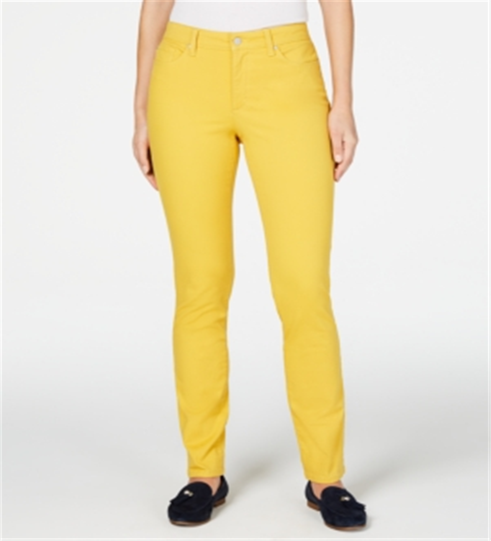 Calça jeans feminina Lexington reta, tamanho 8, amarela, Charter Club