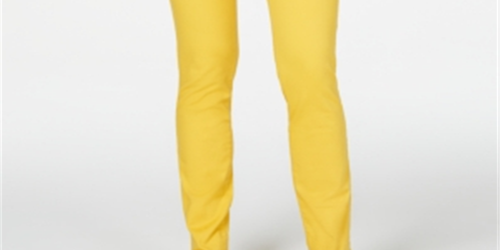 Calça jeans feminina Lexington reta, tamanho 8, amarela, Charter Club