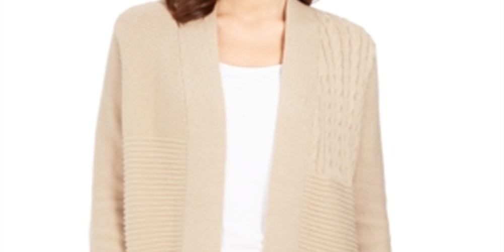 Cardigan feminino patchwork Charter Club tamanho amendoim pequeno GG