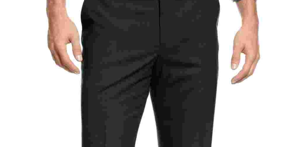 Calça social masculina Michael Kors com frente lisa, preta, tamanho 34x32