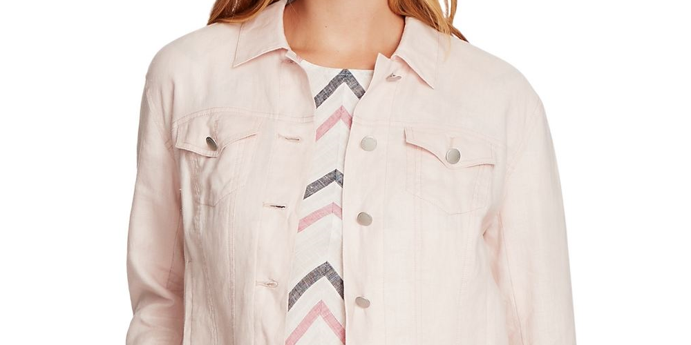 Jaqueta de linho feminina Vince Camuto, rosa, tamanho pequeno