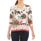 Blusa feminina com estampa floral Charter Club, branca, multifloral, tamanho pequeno GG